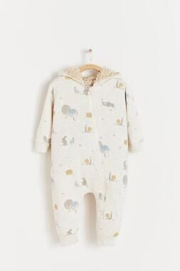 Babycottons Beige Toni Sherpa Lined Zip Coverall One-Piece Unisex baby Newborn